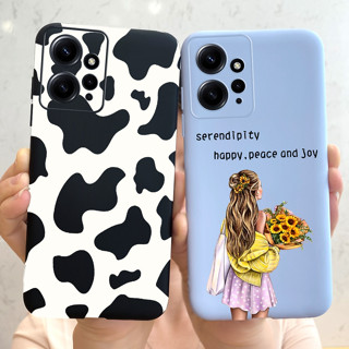 เคสโทรศัพท์มือถือ ซิลิโคนนิ่ม ผิวด้าน ลายวัวน่ารัก สําหรับ Xiaomi Redmi Note 12 4G Redmi Note12 Pro 4G