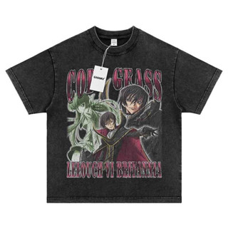 เสื้อยืด พิมพ์ลายอนิเมะ Gassky Rebellious Lelouch แนวสตรีท สองมิติ สไตล์อเมริกันเรโทร สําหรับผู้หญิง