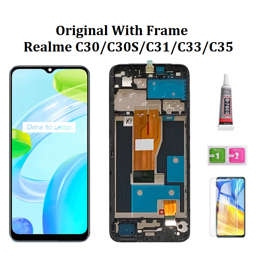 LCD กรอบสําหรับ Realme C30 C30S C31 C33 C35 จอแสดงผล LCD พร้อมหน้าจอสัมผัส
