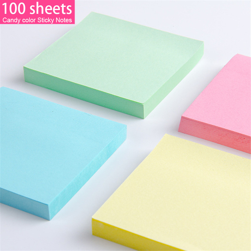 100 แผ ่ นสี ่ เหลี ่ ยม Candy สี Sticky Note Self-กาว Memo Pad Office Index สติกเกอร ์ Bookmark DIY คู ่ มือตกแต ่ งโรงเรียน Supply