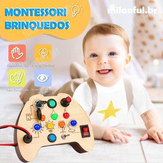 Montessori บอร์ดสวิตช์ไฟ LED พร้อมปุ่มไฟ LED ของเล่นสําหรับเด็ก บอร์ดสวิตช์ไฟ LED ของเล่นเพื่อประสาทสัมผัส สําหรับเด็กวัยหัดเดิน