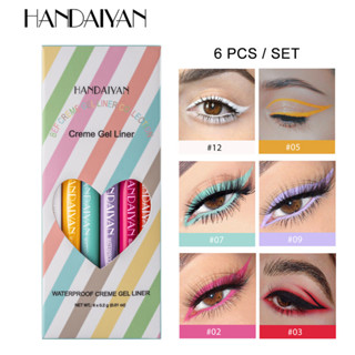 Handaiyan ชุดปากกาอายไลเนอร์เจล 6 ชิ้น สีเข้มข้น