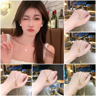 ใหม่ สร้อยคอไทเทเนียมเหล็ก จี้ 18K สไตล์เกาหลี ญี่ปุ่น ไม่จางหาย ระดับไฮเอนด์ สําหรับผู้หญิง 2023