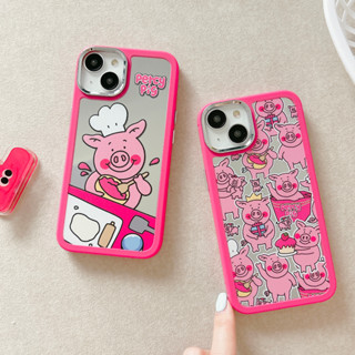 เคสโทรศัพท์มือถือ ป้องกันเลนส์กล้อง ชุบไฟฟ้า ลายการ์ตูนหมู สําหรับ iPhone 14 13 12 11 Pro Max