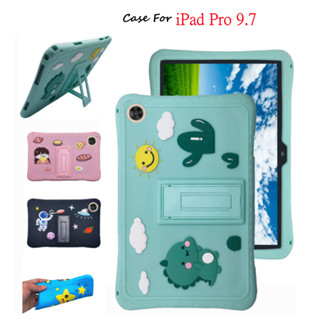 For Apple iPad Pro 9.7 Case 2016Cartoon Shockproof Soft Silicone Protective Case For iPad Pro 9.7” A1673 A1674 A1675 Non-slip Adjustabl Stand Cover