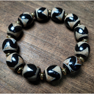 ลูกปัดทิเบต Dzi God of Wealth Dzi Beads แบบเปิดชิ้น สําหรับผู้ชาย และผู้หญิง