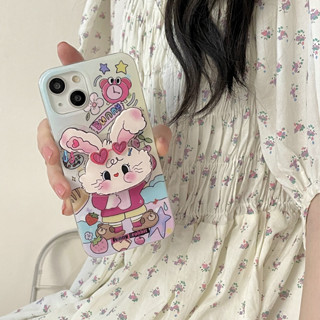 เคสป้องกันโทรศัพท์มือถือ tpu ลายกระต่าย กันกระแทก สําหรับ iPhone x xr xsmax 11 12 13 14 mini plus pro promax