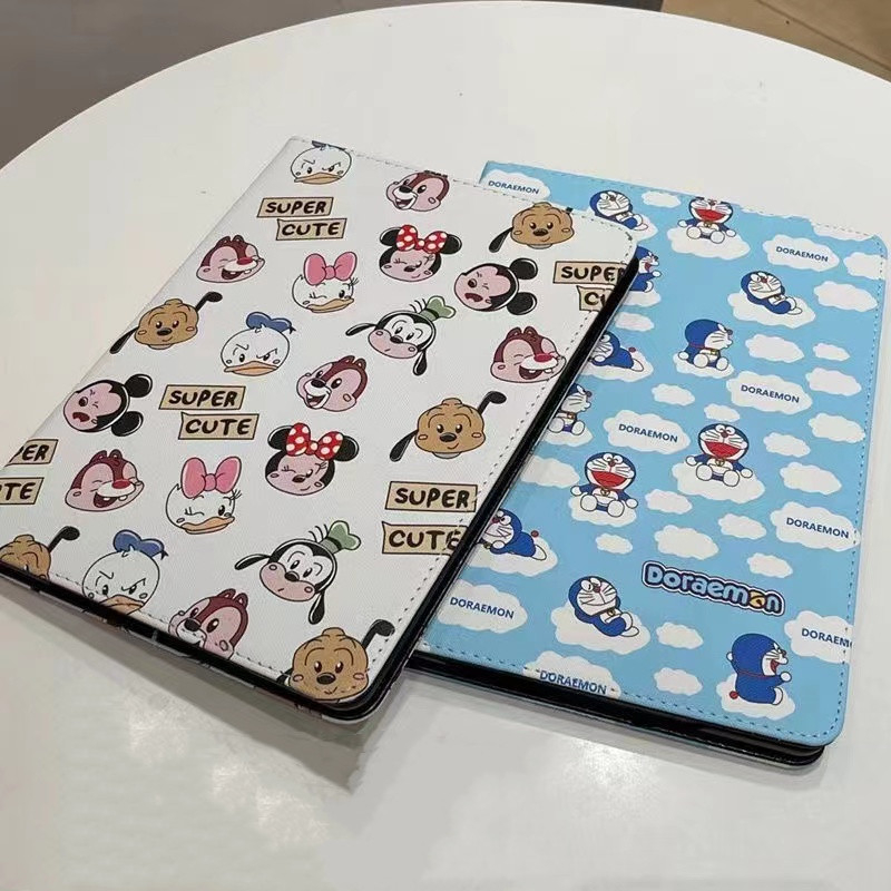 【Mickey &amp; Doraemon】For เคสไอแพด ลายการ์ตูน iPad Air 4/5 10.9 / Pro 11 /Mini 1 2 3 4 5 / iPad 2 3 4 / iPad Pro 9.7 Air1 Air2 / iPad Pro 10.5 / 10.2 gen9 gen8 7th Smart Case