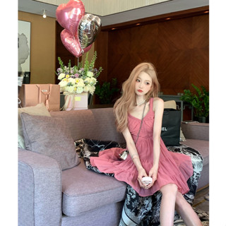 65697 ชุดเดรสกระโปรงสั้น ยาว สีชมพู สําหรับสตรี