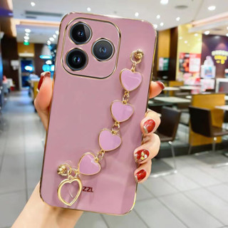 เคสโทรศัพท์มือถือ ชุบไฟฟ้า พร้อมสายคล้องมือ สําหรับ realme c53