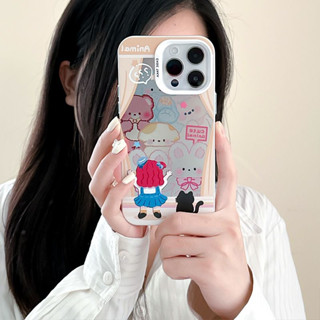 เคสป้องกันโทรศัพท์มือถือ ลายการ์ตูนสัตว์น่ารัก สีชมพู สําหรับ iPhone 14Pro max case  13Pro max 12Pro max 14Pro 13Pro 12Pro 11 12 13 14 case