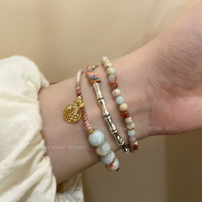 ใหม่ สไตล์จีน ไม้ไผ่ถัก สร้อยข้อมือ ผู้หญิง สไตล์ใหม่ ย้อนยุค สร้อยข้อมือคู่ เบา หรูหรา เฉพาะ สร้อยข้อมือ
