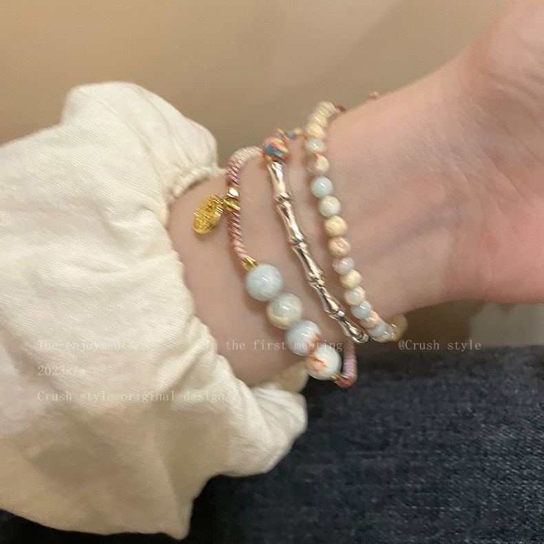 ใหม่ สไตล์จีน ไม้ไผ่ถัก สร้อยข้อมือ ผู้หญิง สไตล์ใหม่ ย้อนยุค สร้อยข้อมือคู่ เบา หรูหรา เฉพาะ สร้อยข้อมือ