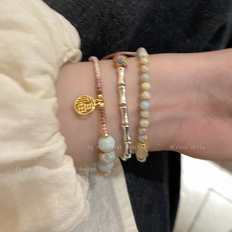 ใหม่ สไตล์จีน ไม้ไผ่ถัก สร้อยข้อมือ ผู้หญิง สไตล์ใหม่ ย้อนยุค สร้อยข้อมือคู่ เบา หรูหรา เฉพาะ สร้อยข้อมือ
