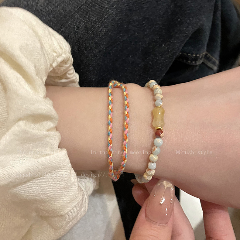 ใหม่ สไตล์จีน ไม้ไผ่ถัก สร้อยข้อมือ ผู้หญิง สไตล์ใหม่ ย้อนยุค สร้อยข้อมือคู่ เบา หรูหรา เฉพาะ สร้อยข้อมือ