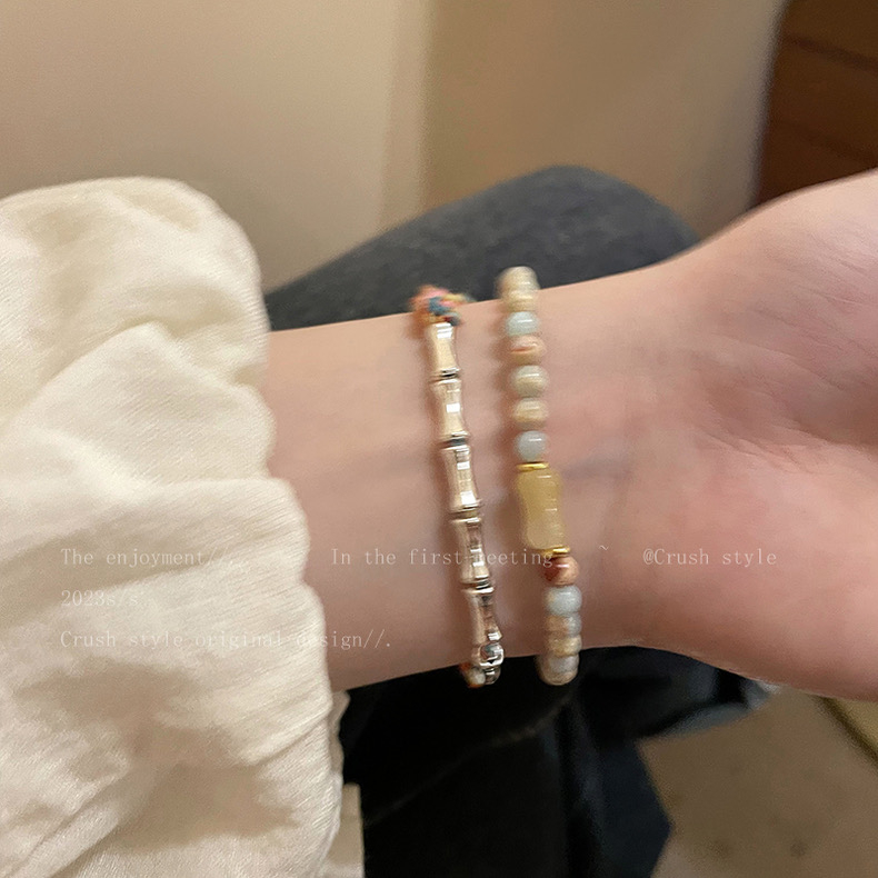 ใหม่ สไตล์จีน ไม้ไผ่ถัก สร้อยข้อมือ ผู้หญิง สไตล์ใหม่ ย้อนยุค สร้อยข้อมือคู่ เบา หรูหรา เฉพาะ สร้อยข้อมือ
