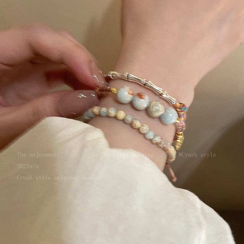 ใหม่ สไตล์จีน ไม้ไผ่ถัก สร้อยข้อมือ ผู้หญิง สไตล์ใหม่ ย้อนยุค สร้อยข้อมือคู่ เบา หรูหรา เฉพาะ สร้อยข้อมือ