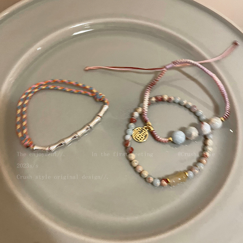 ใหม่ สไตล์จีน ไม้ไผ่ถัก สร้อยข้อมือ ผู้หญิง สไตล์ใหม่ ย้อนยุค สร้อยข้อมือคู่ เบา หรูหรา เฉพาะ สร้อยข้อมือ