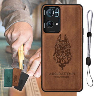 เคสโทรศัพท์มือถือหนัง ลายหมาป่า พร้อมสายคล้อง ปรับได้ หรูหรา สําหรับ OPPO Reno7 Pro 5G