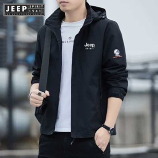 JEEP SPIRIT 1941 ESTD เสื้อแจ็กเก็ตลําลอง ทรงหลวม แบบบาง แฟชั่นฤดูใบไม้ร่วง และฤดูหนาว สําหรับผู้ชาย