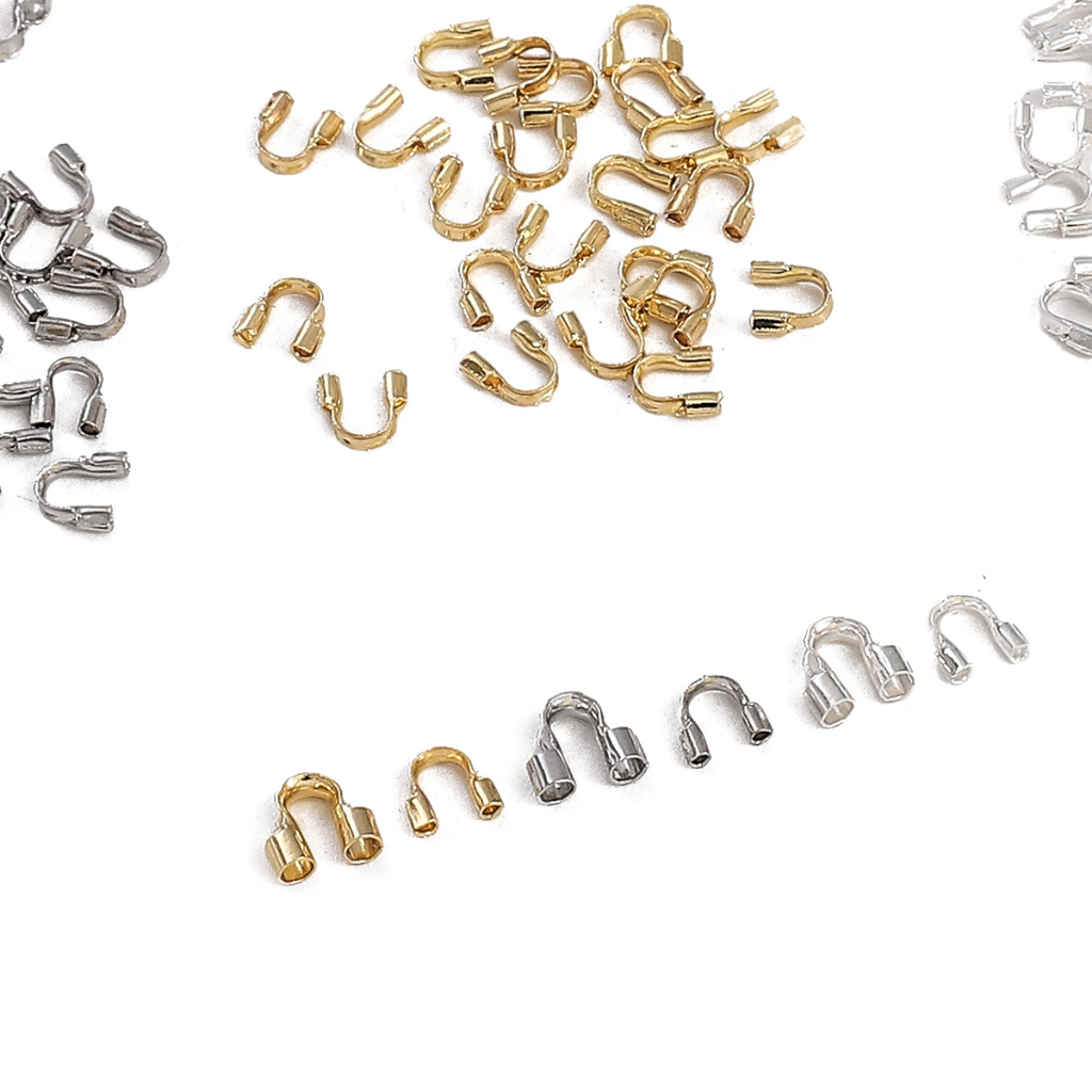 10/50pcs Gold/Siver/Platinum Plated ทองเหลือง U รูปร่าง Wire Protector Connector Horseshoe Buckle Guard Wire End Clasps สําหรับ DIY Craft เครื่องประดับทํา