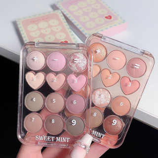 Sweet mint พาเลตต์อายแชโดว์ กลิตเตอร์ สีนู้ด ติดทนนาน สไตล์เกาหลี NO.HR429 12 สี