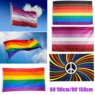 ธงแบนเนอร์โพลีเอสเตอร์ LGBT LGBT สีรุ้ง ขนาด 60x90 ซม. 90x150 ซม. สําหรับตกแต่ง