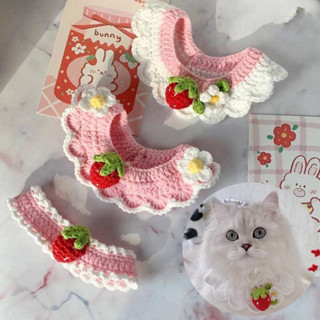 ปลอกคอ ผ้าพันคอ ผ้ากันเปื้อน แบบถัก แฮนด์เมด อุปกรณ์เสริม สําหรับสัตว์เลี้ยง สุนัข แมว