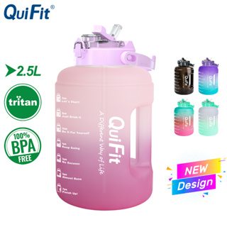 Quifit ขวดน้ํา พร้อมหลอดดูด 2.5 ลิตร 83 ออนซ์ ไร้ BPA ป้องกันการรั่วไหล สําหรับฟิตเนส ยิม กีฬา กลางแจ้ง