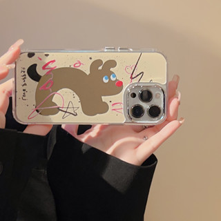 เคสโทรศัพท์มือถือกระจก ลายลูกสุนัขกราฟฟิตี้หมึกกระเด็น สําหรับ iPhone 14 13 12 Pro Max i11