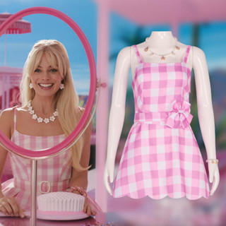 Pop Pink Flowy Dress ชุดเดรสคอสเพลย์น่ารัก ประดับโบว์หัวใจ เหมาะสําหรับการช้อปปิ้งทุกวัน ออกเดท ชายหาด