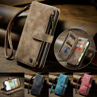 เคสโทรศัพท์หนัง ฝาพับ พร้อมช่องใส่บัตร และสายคล้อง สําหรับ Samsung Galaxy S22 S23 PLUS ULTRA