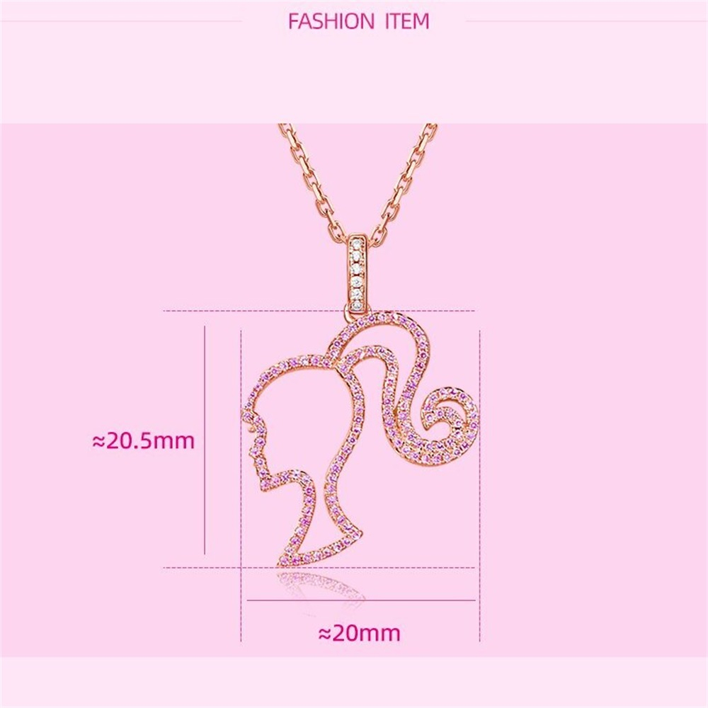 เครื่องประดับ สร้อยคอ สายโซ่ จี้ตุ๊กตาบาร์บี้ สีชมพู เหมาะกับของขวัญ สไตล์เอเชีย สําหรับผู้หญิง