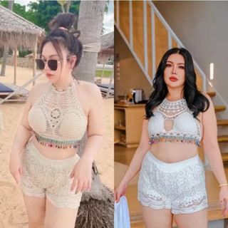 【Innobeaut】Plus size I hot B68 บราถักตุ้งติ้งอกใหญ่ สาวอวบใส่สวยแซ่บเวอร์ อก 36ถึง46 **เฉพาะบรา**