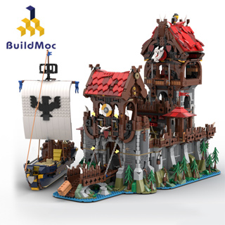 Buildmoc บล็อคตัวต่อ รูปปราสาทหมาป่า เรือยุคกลาง ของเล่นเสริมการเรียนรู้ สําหรับเด็กผู้ชาย 4984 ชิ้น MOC-136695