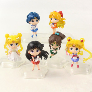 โมเดลฟิกเกอร์ PVC อนิเมะเซเลอร์มูน Tsukino Usagi Sailor Mercury Q Version ขนาด 8 ซม. ของเล่นสําหรับเด็ก ของขวัญ 6 ชิ้น ต่อชุด