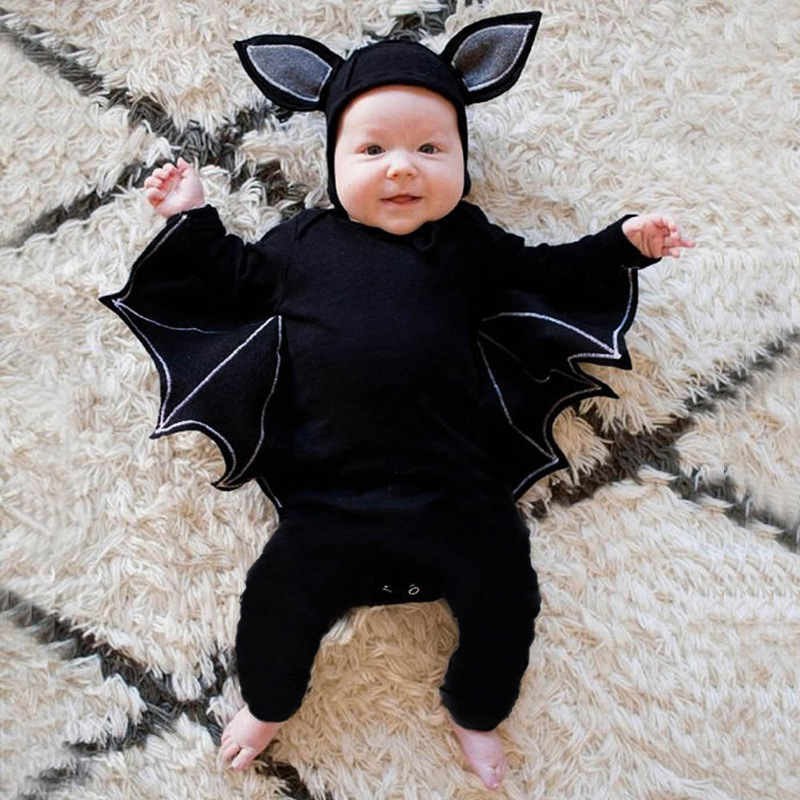 Kids Tales พร้อมสต็อก 2026 เสื้อผ้าเด็กฮาโลวีน romper bat จั๊มสูทขายาว onesie สําหรับทารกแรกเกิด