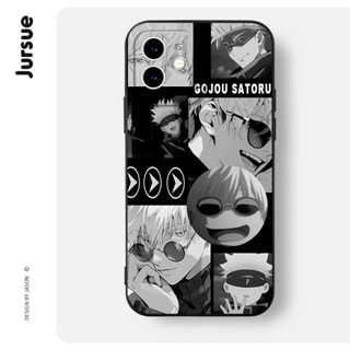 JURSUE เคสไอโฟน เคสซิลิโคนนุ่มกันกระแทกการ์ตูนอนิเมะตลก เคสโทรศัพท์ สีดำ Compatible for iPhone 15 14 13 12 11 Pro Max SE 2020 X XR XS 8 7 6 6S Plus พลัส XYH1946