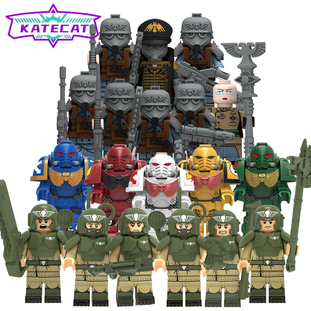 Warhammer บล็อคตัวต่อฟิกเกอร์ Warhammer 40K Death Korps of Krieg Space Marines Ultramarines ขนาดเล็ก ของเล่นสําหรับเด็ก