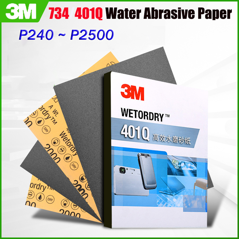 กระดาษทราย 3M ของแท้ 734/401Q กระดาษทรายบดน้ํา P240 ~ P2500 รถ Beauty Putty สีผนังเฟอร์นิเจอร์ขัด