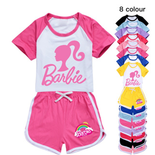 ชุดเสื้อยืด กางเกงขาสั้น ลาย Barbie The Movie สําหรับเด็ก 2-10 ปี