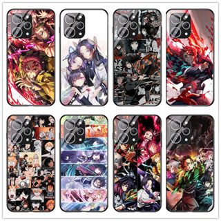 เคสโทรศัพท์มือถือกระจกนิรภัย แบบแข็ง ลายการ์ตูนอนิเมะ Demon Slayer: Kimetsu No Yaiba สําหรับ Redmi 12 Redmi A1 plus 4g 2022 A2 plus Poco C50