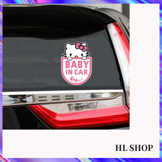 Hl Baby IN CAR with Baby Hello Kitty Cat สติกเกอร์เตือนความปลอดภัย กันน้ํา สําหรับตกแต่งกระจกรถยนต์