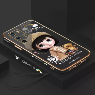 เคสโทรศัพท์มือถือ ลายการ์ตูนเด็กผู้หญิงเบเร่ต์ พร้อมสายคล้อง สําหรับ Huawei P40 Huawei P40pro Huawei V40 Huawei V30 Huawei V3OPro Huawei p50 Huawei p50pro