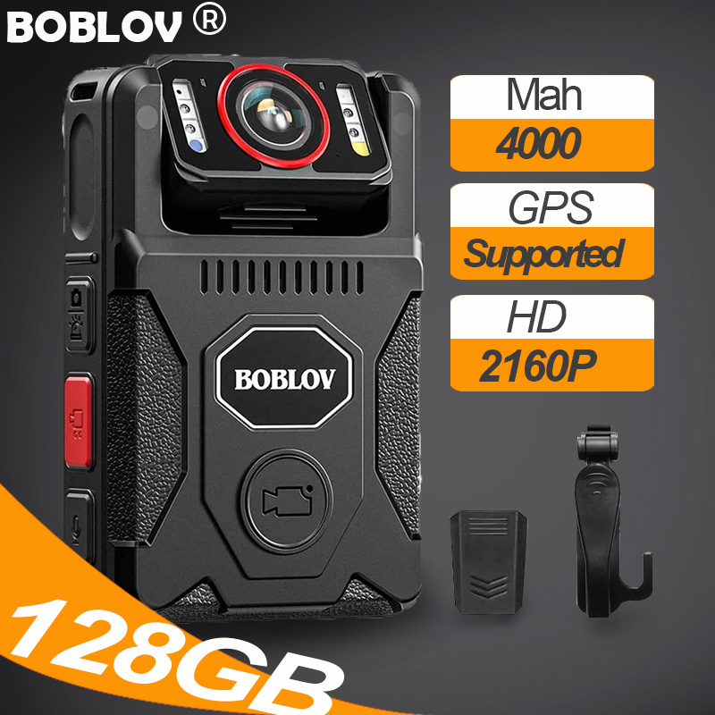 BOBLOV M7 PRO 128GB with GPS กล้องติดตัวตํารวจ กล้องแอคชั่น กล้องหน้าอก camera Body Mini Police Camera 180° Lens 4000mAh 15H Recorder Bodycam Actioncam For Vlogging