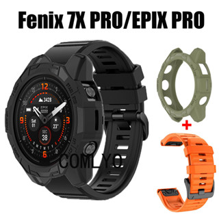 สําหรับ Garmin Fenix 7X 7 pro EPIX pro 47 มม. 51 มม. เคส TPU กันชน เคสป้องกัน สายคล้อง ซิลิโคน สายรัด พอดี เร็ว