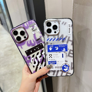 เคสโทรศัพท์มือถือ พลาสติกแข็ง ลายการ์ตูนโลโก้ offwhite แฟชั่น สําหรับ iPhone 14 14pro 14promax 13 13pro 13promax 12 12pro 12promax 11 11promax x xs xr xsmax 7p