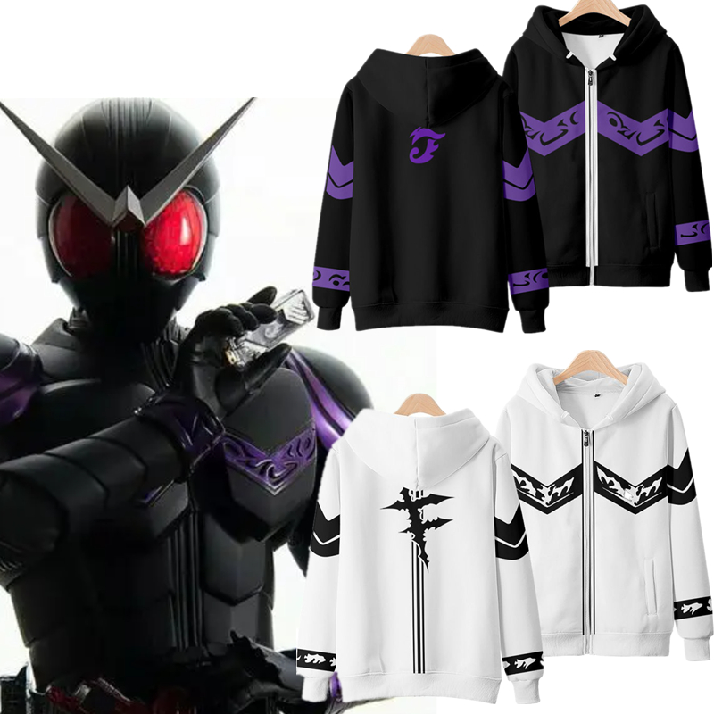 เสื้อแจ็กเก็ตกันหนาว แขนยาว มีฮู้ด แต่งซิป พิมพ์ลายอนิเมะ Kamen Rider W Joker Decade 3 มิติ แฟชั่นฤดูใบไม้ร่วง และฤดูหนาว สําหรับเด็กผู้ชาย และผู้หญิง