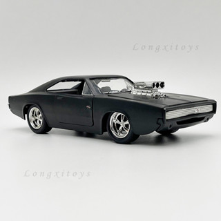 โมเดลรถยนต์จําลอง Doms Dodge Charger R/T ขนาด 1:24 สีดํา ของเล่นสําหรับเด็ก