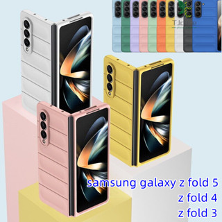 เคสโทรศัพท์ PC กันกระแทก กันรอยขีดข่วน สีพื้น สําหรับ Samsung Galaxy Z Fold 5 Z Fold 4 Z Fold 3 Z Fold 5 Fold 4 3